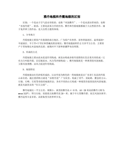 雅丹地貌和丹霞地貌的区别