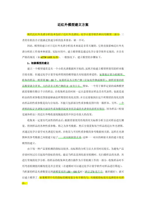 近红外模型建立方案