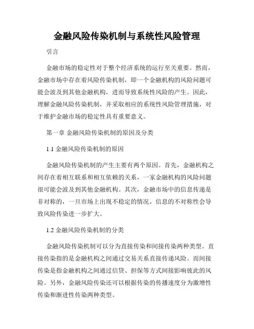 金融风险传染机制与系统性风险管理