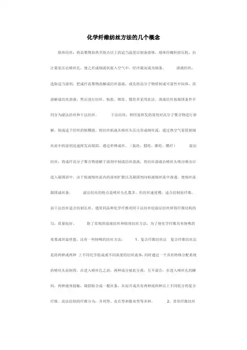 化学纤维纺丝方法的几个概念