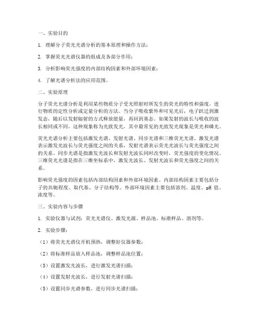 分子光谱分析实验报告