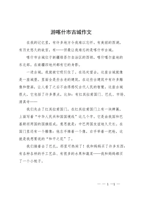 游喀什市古城作文