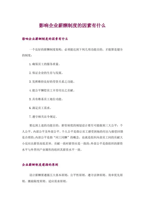 影响企业薪酬制度的因素有什么