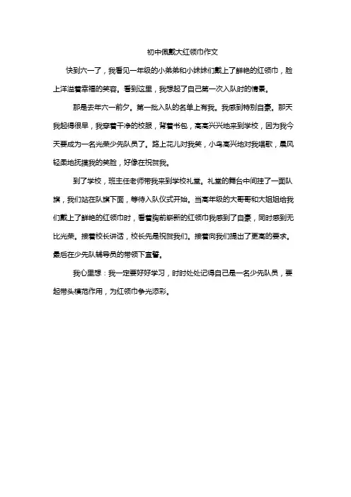 初中佩戴大红领巾作文