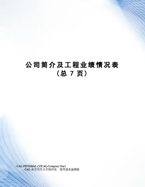 公司简介及工程业绩情况表
