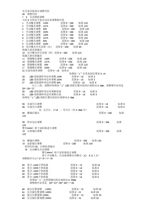 东芝复印机部分调整代码