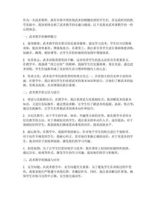 武术课教学心得体会