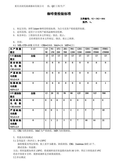 玻璃容器检验标准
