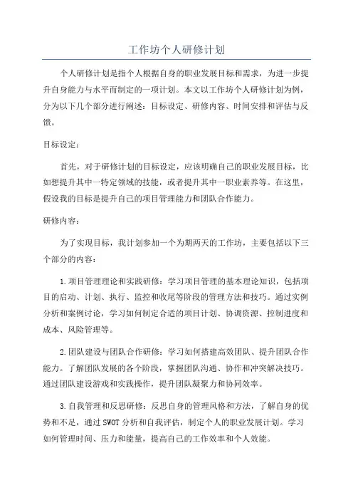 工作坊个人研修计划