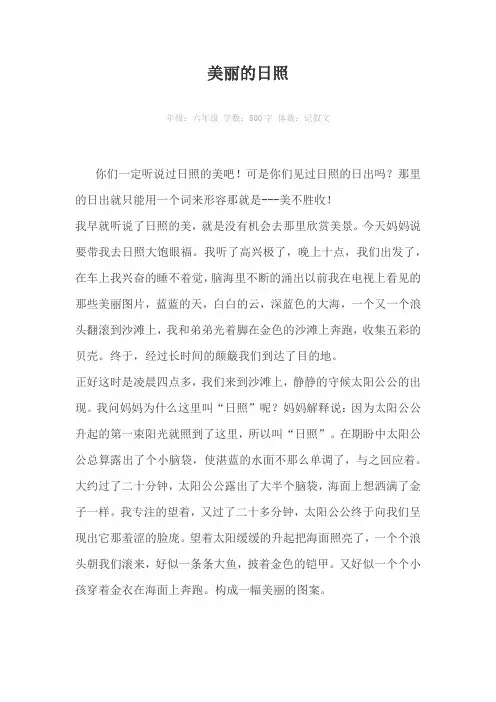 美丽的日照500字作文