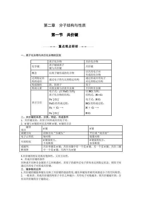 第二章 第一节 共价键