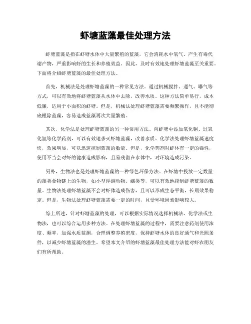 虾塘蓝藻最佳处理方法