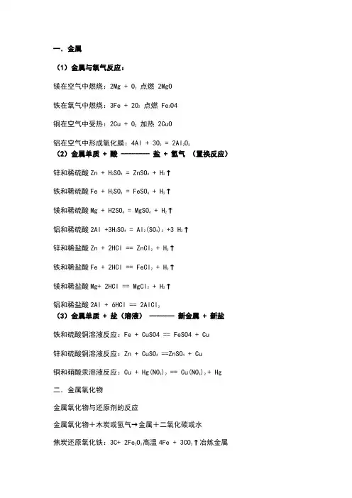 各类物质的化学性质总结