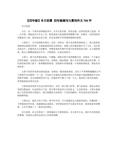 【四年级】冬日的雾 四年级描写大雾的作文700字