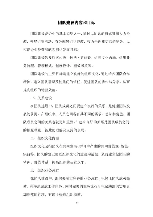 团队建设内容和目标