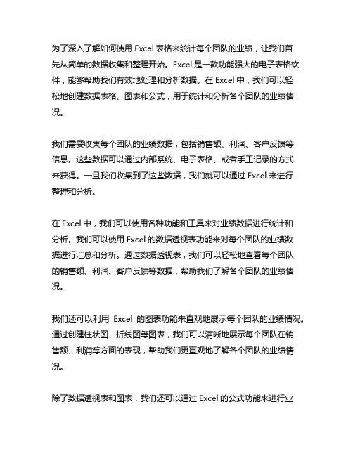 excel表格统计每个团队业绩