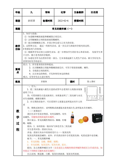 人教版初中化学九年级全一册(五·四学制) 酸碱与指示剂作用-“十校联赛”一等奖
