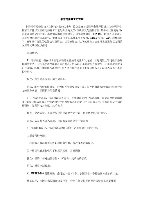 非开挖修复工艺对比