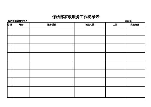 保洁部家政服务工作记录表