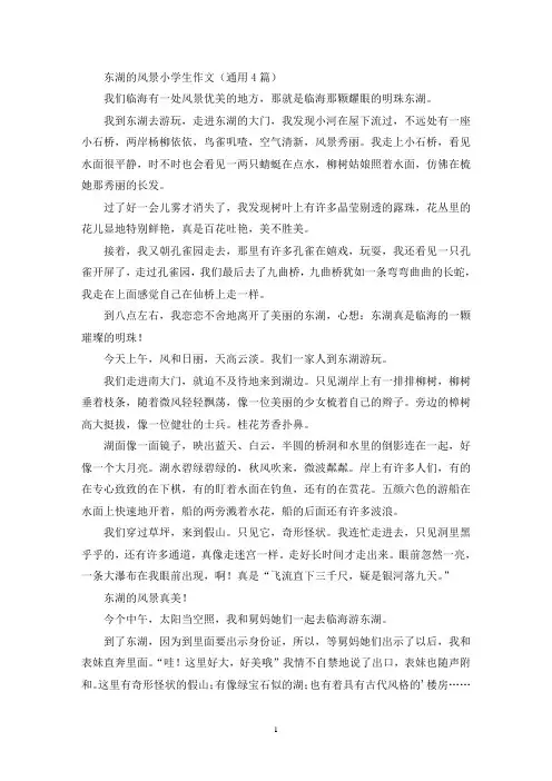 东湖的风景小学生作文(通用4篇最新)