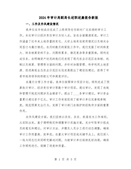 2024年审计局副局长述职述廉报告新版(3篇)