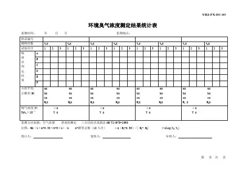 恶臭表格YHJ-FX-EC-01至04