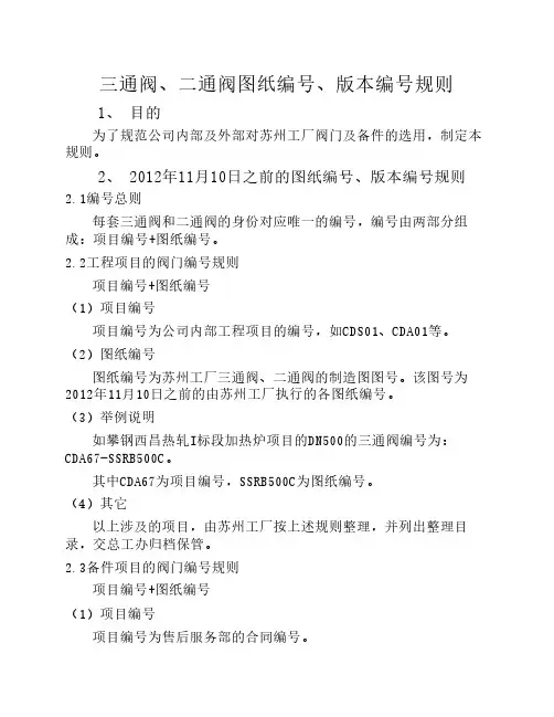 三通阀、二通阀图纸编号、版本编号规则
