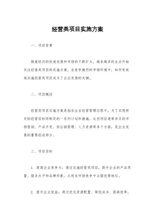 经营类项目实施方案