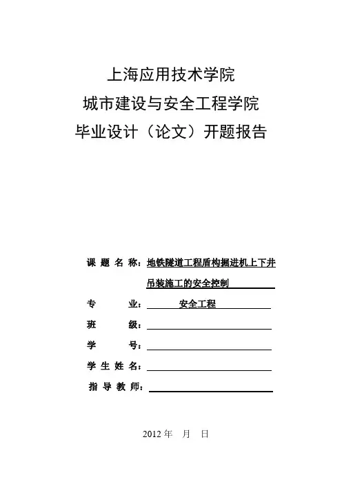 安全工程毕毕业设计开题报告