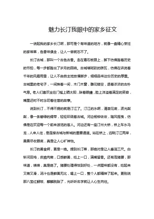 魅力长汀我眼中的家乡征文