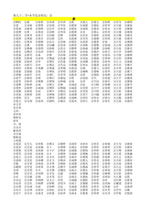 (92)中国名字大全(宗)
