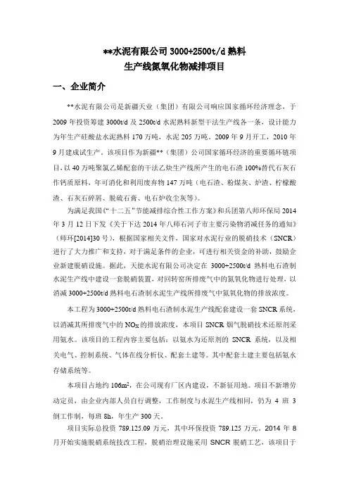 脱硝项目概况
