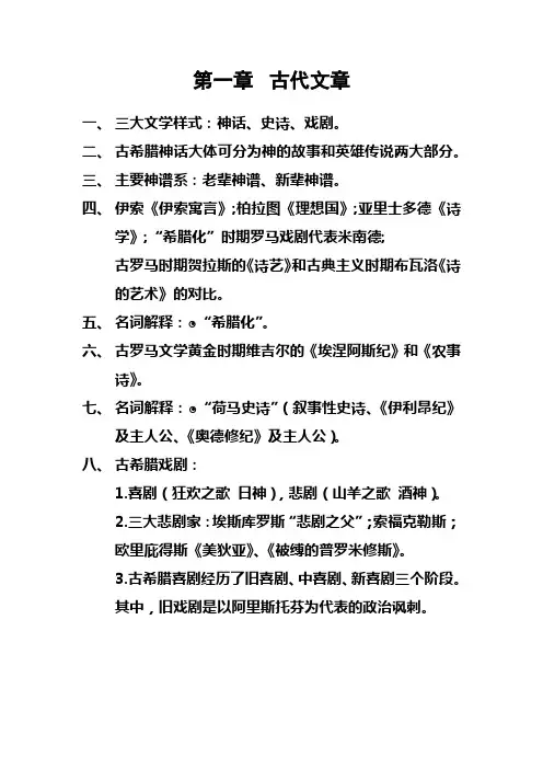 外国文学复习重点