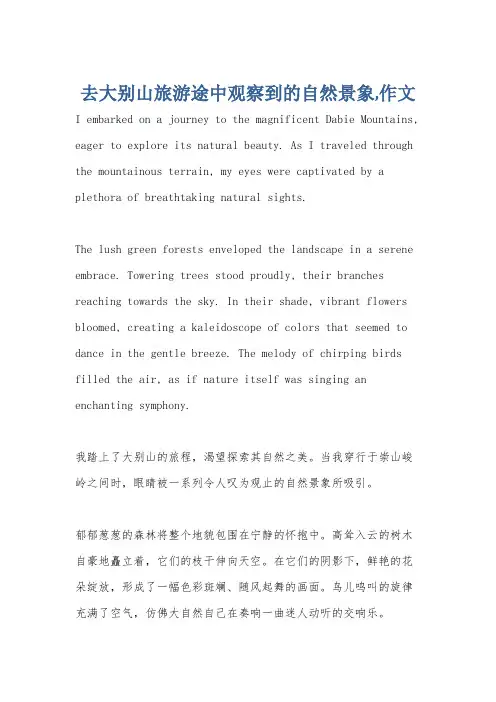 去大别山旅游途中观察到的自然景象,作文