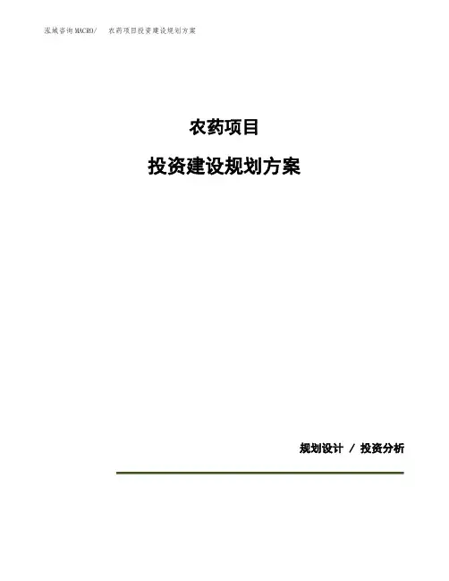 农药项目投资建设规划方案(模板)