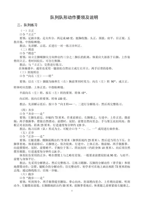 队列队形动作要领及图解说明