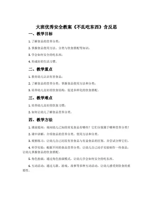 大班优秀安全教案《不乱吃东西》含反思