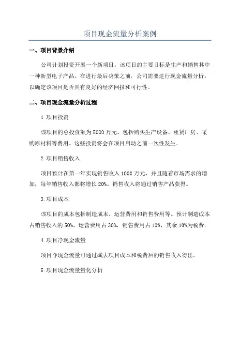 项目现金流量分析案例