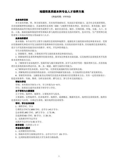 地理信息系统本科专业人才培养方案