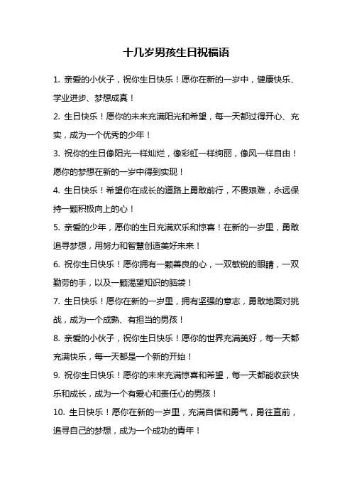十几岁男孩生日祝福语