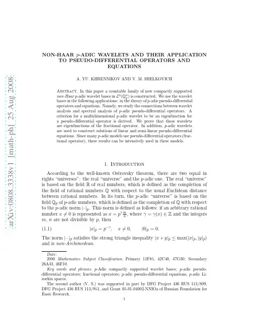 Non-Haar $p$-adic wavelets and their application to pseudo-differential operators and equat