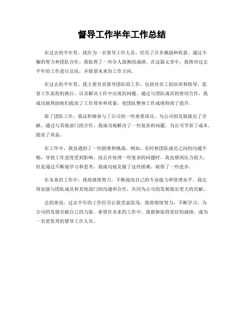 督导工作半年工作总结