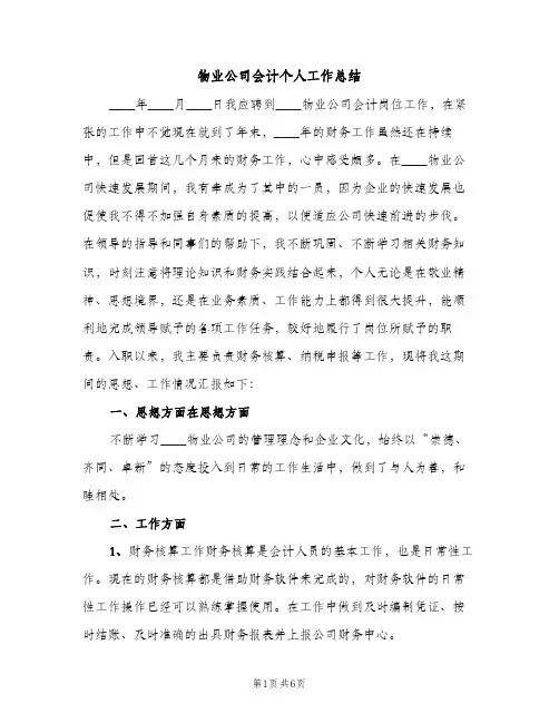 物业公司会计个人工作总结（2篇）