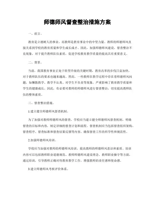 师德师风督查整治措施方案