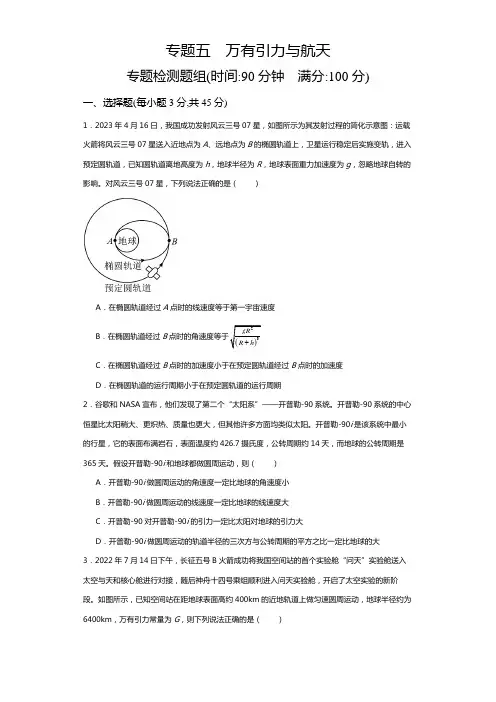 2024版《5年高考3年模拟》B版 专题5 万有引力与航天 专题过关检测(含答案)