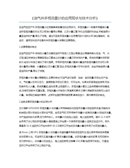 油气井多相流量计的应用现状与技术分析