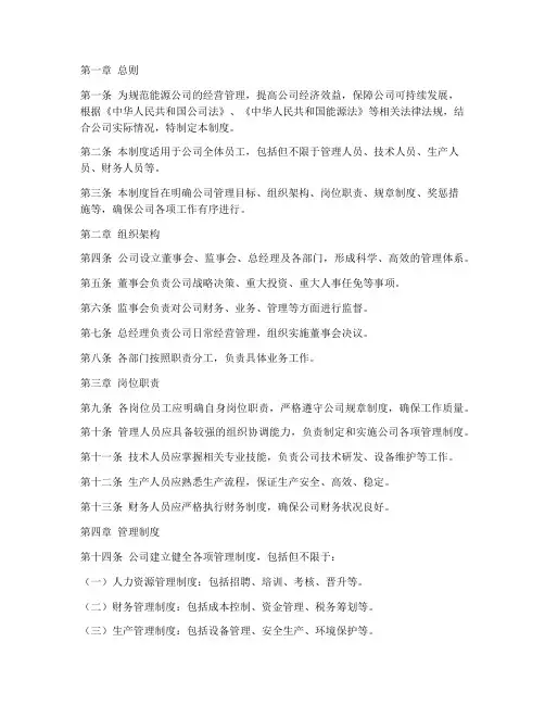 能源公司的管理制度完整版