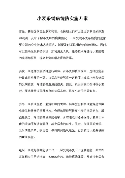 小麦条锈病统防实施方案