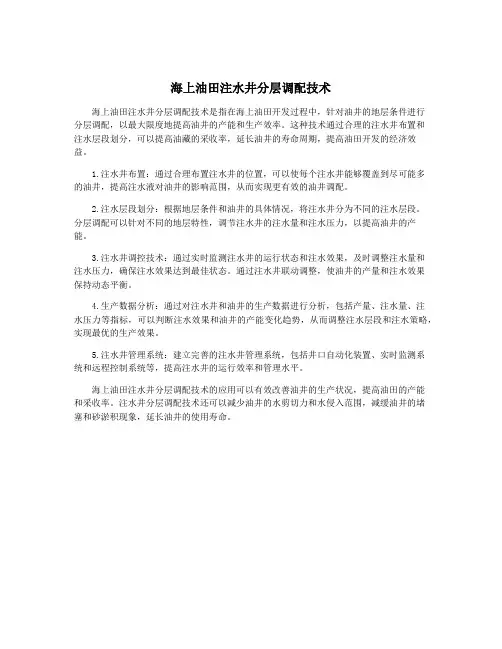 海上油田注水井分层调配技术