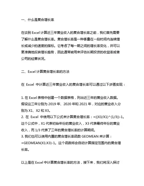 excel计算近三年营业收入复合增长率计算表格